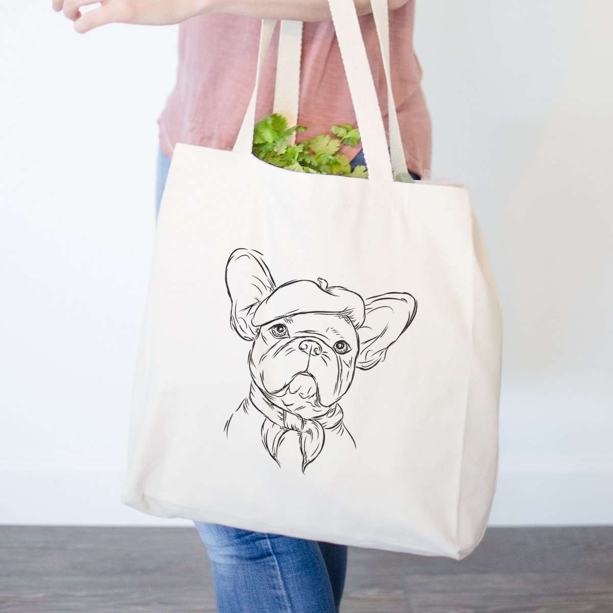 French Bulldog Printed Beige Tote Bag