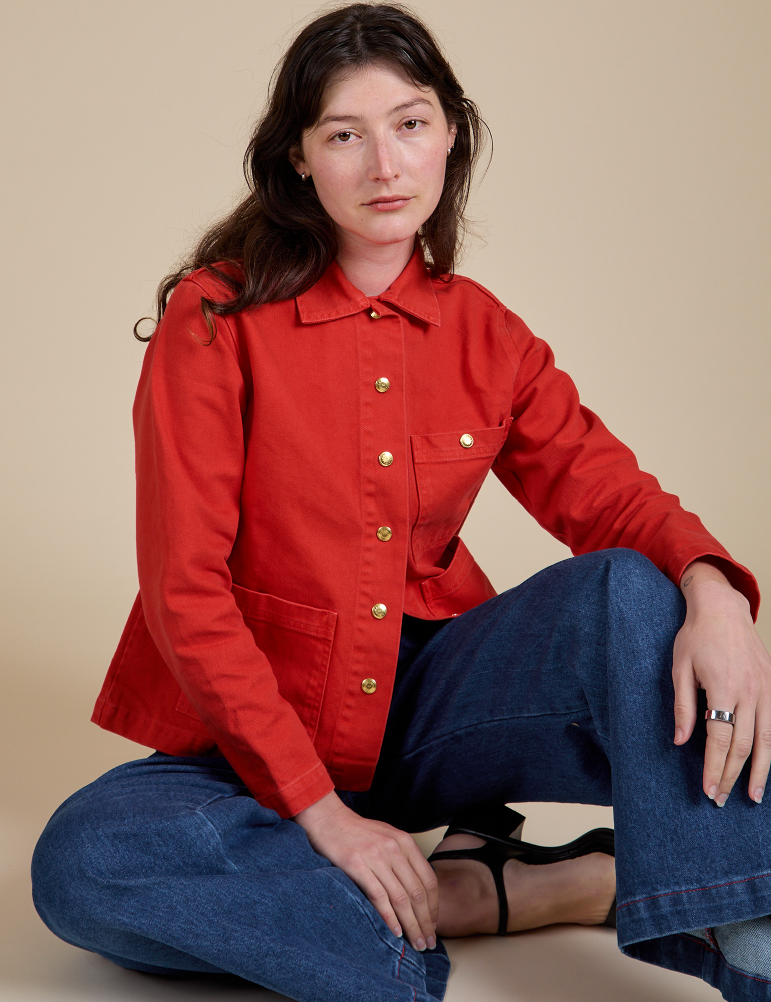 Denim Work Jacket - Mustang Red