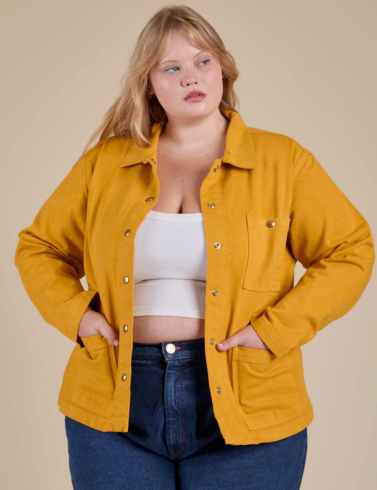 Denim Work Jacket - Mustard Yellow