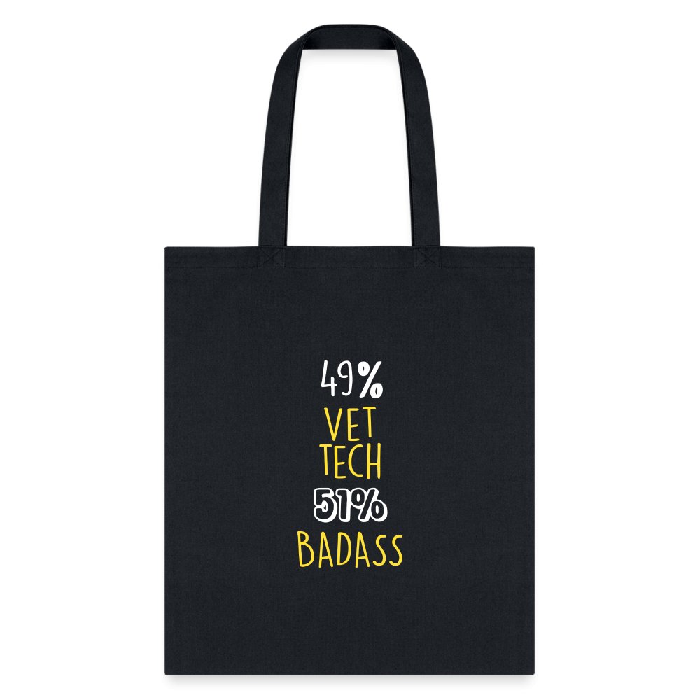 49% Vet Tech 51% Badass Cotton Tote Bag - Funny Graphic Print Shoulder Bag