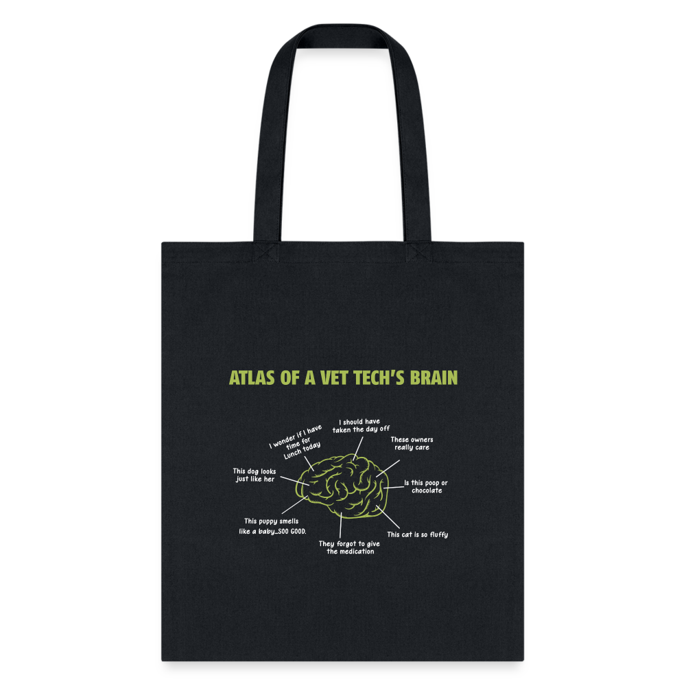 Atlas of a Vet Tech's Brain Cotton Tote Bag - Funny Veterinary Technician Gift Bag