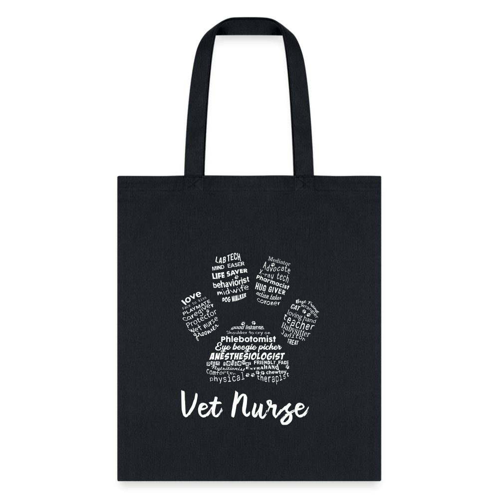 Vet Nurse Pawprint Cotton Tote Bag - Reusable Veterinary Print Shoulder Bag