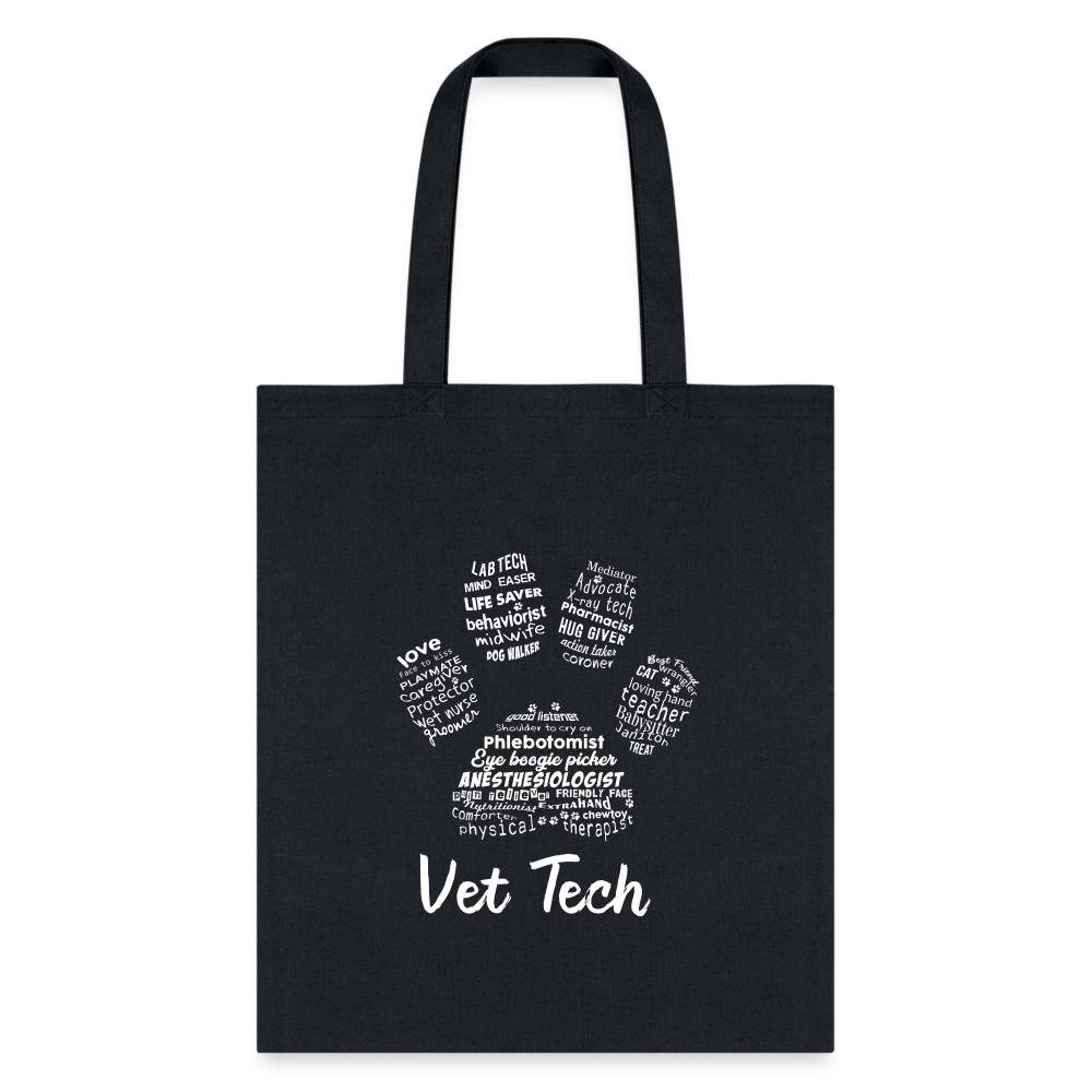 Vet Tech Pawprint Cotton Tote Bag - Durable Reusable Shopping Tote