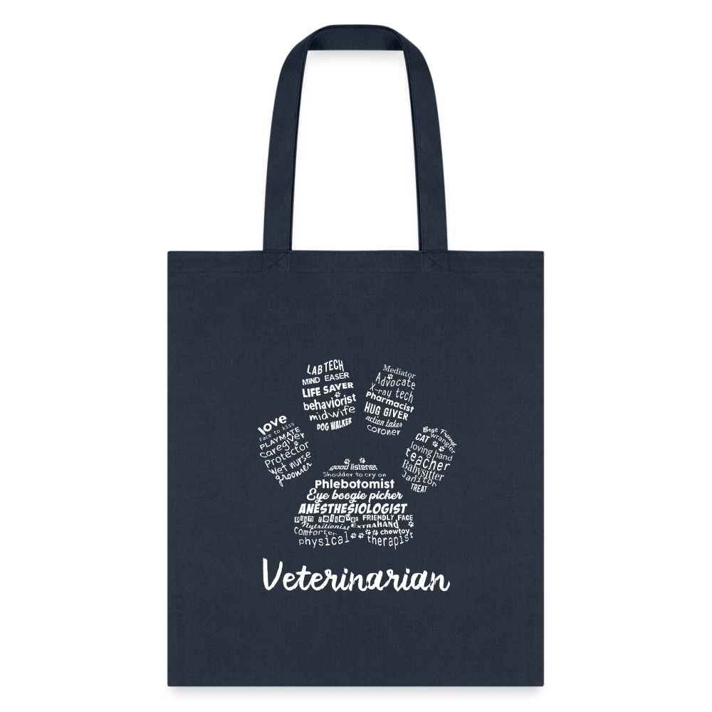 Veterinarian Pawprint Cotton Tote Bag - Reusable Vet Gift Bag