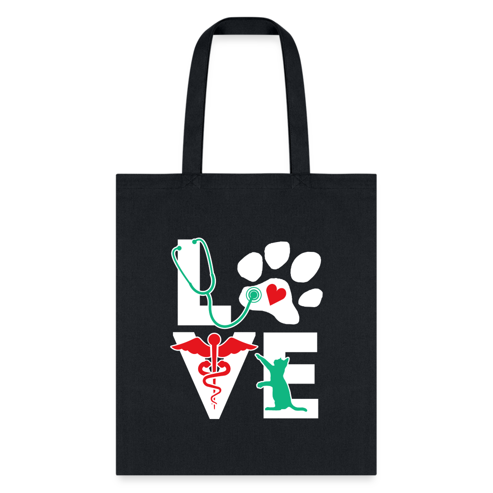 Veterinary Love Cat Cotton Tote Bag - Reusable Eco-Friendly Shopping Tote