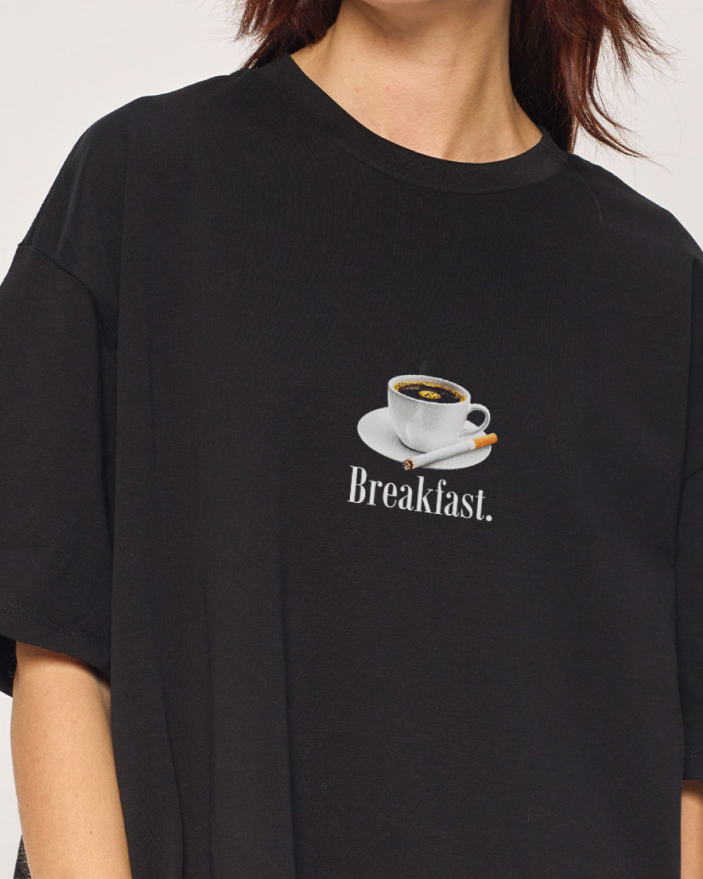 Breakfast Coffee Oversized Graphic Tee - Threadheads Unisex 90s Boxy Fit Cotton T-Shirt