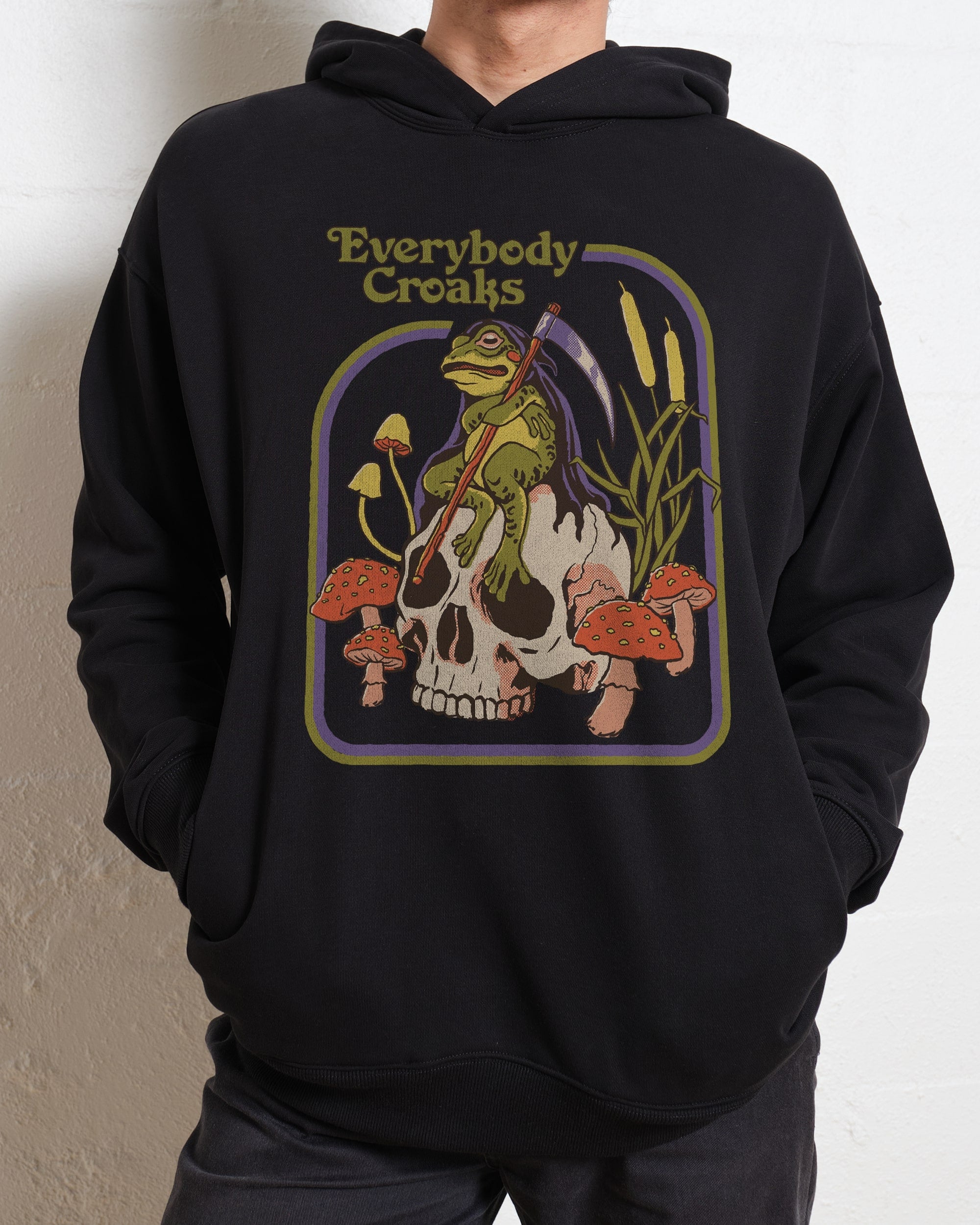 Everybody Croaks Graphic Hoodie Unisex 90s Boxy Fit 340gsm Cotton-Poly