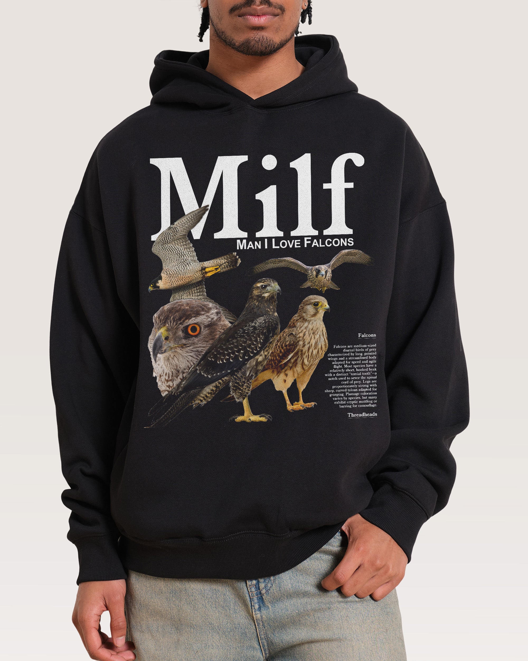 Man I Love Falcons Unisex Graphic Hoodie - 90s Boxy Fit, 340gsm Cotton-Poly