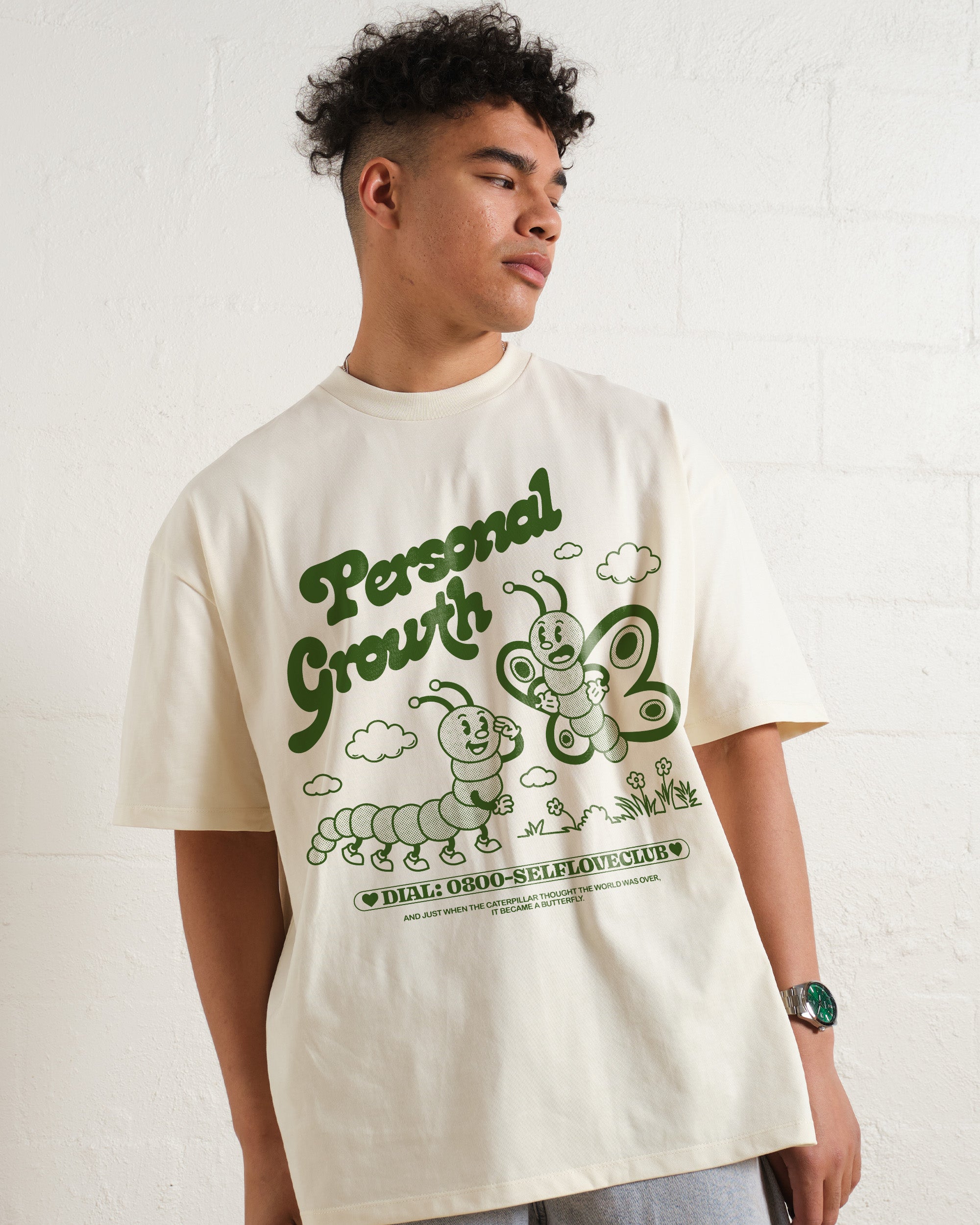 Personal Growth Oversized Graphic Tee - Unisex 90s Boxy Fit 100% Combed Cotton