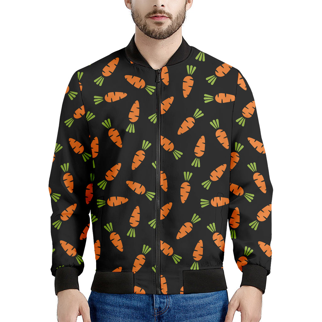 Black Carrot Pattern Print Men's Bomber Jacket - Premium Polyester Blend