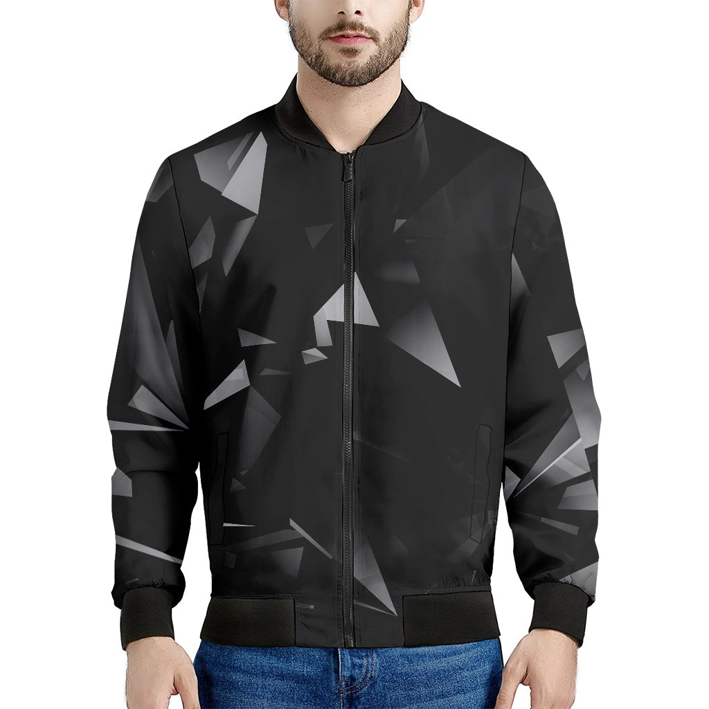 Black Diamond Print Men's Bomber Jacket - Premium Polyester Blend