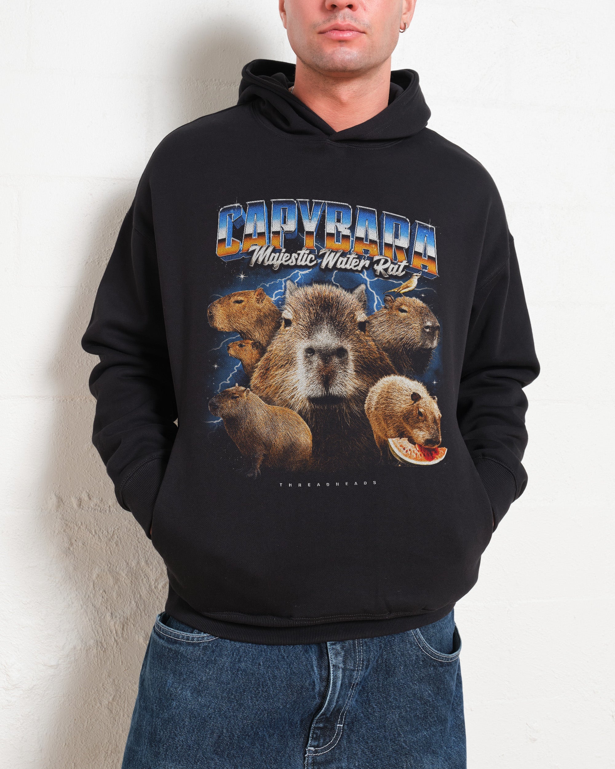 Capybara Water Rat Unisex Hoodie - 90s Boxy Fit, 340gsm Cotton-Poly