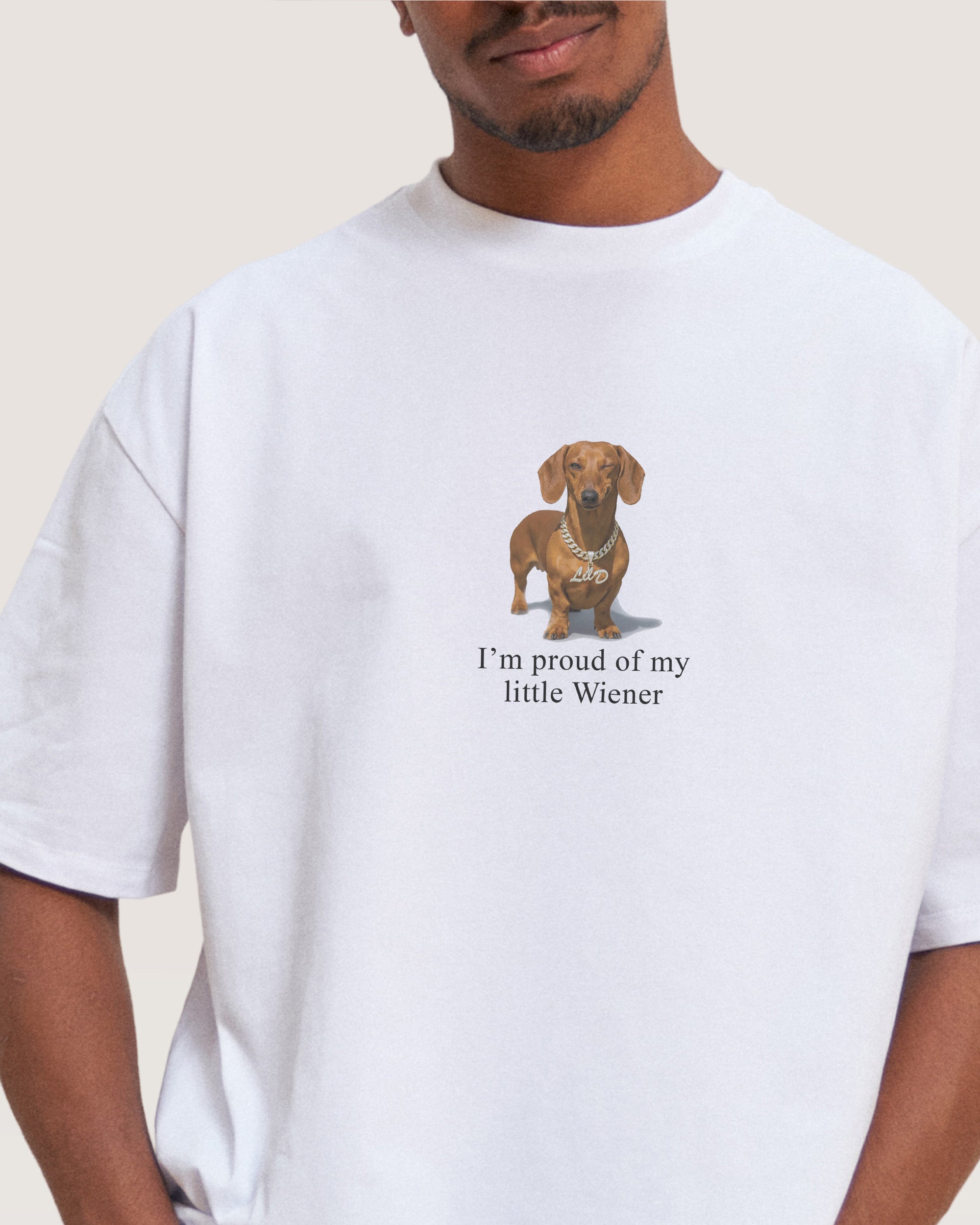 Little Wiener Oversized Graphic Tee - Unisex 90s Boxy Fit 100% Combed Cotton