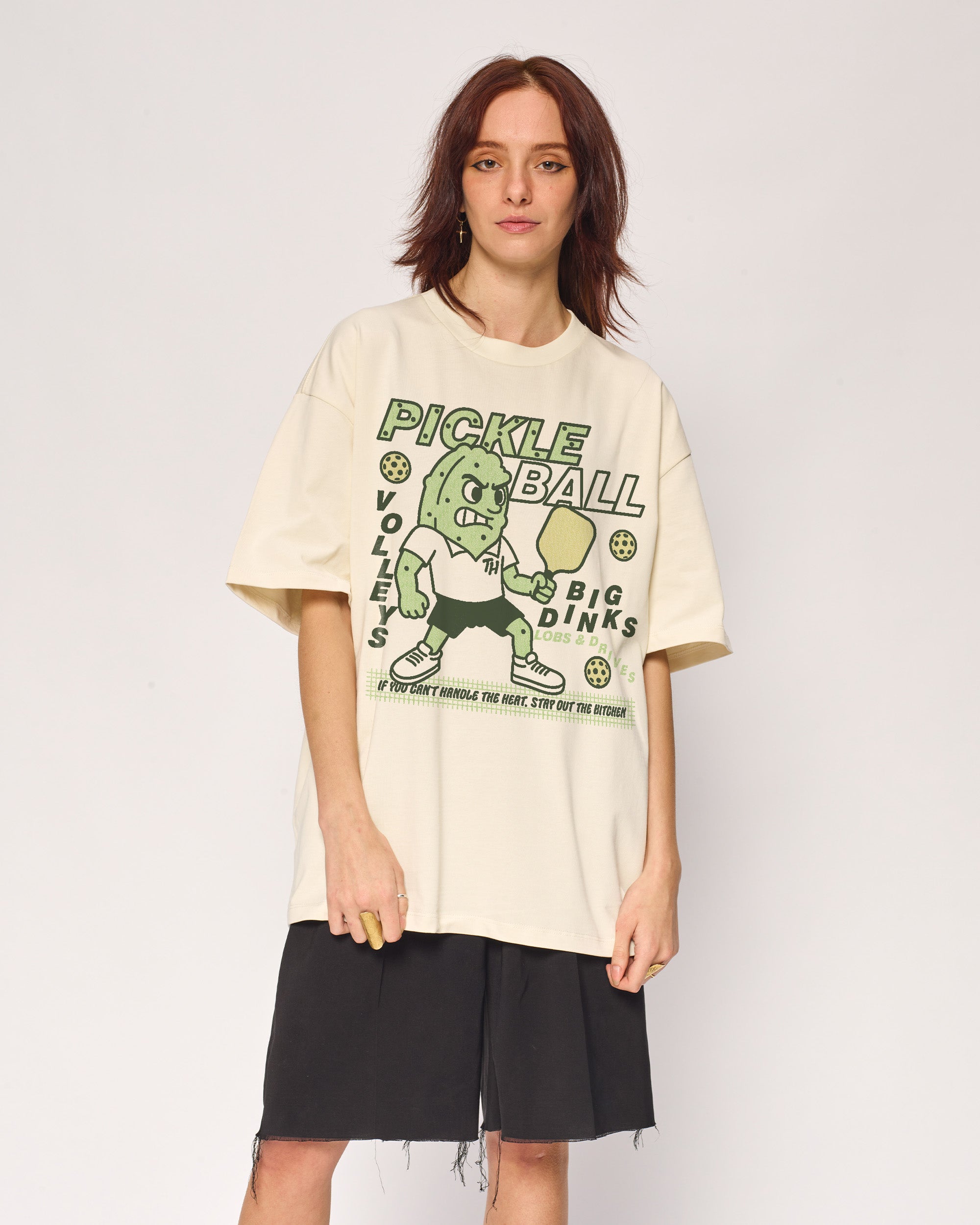 Pickleball Oversized Graphic Tee - Unisex 90s Boxy Fit 100% Combed Cotton