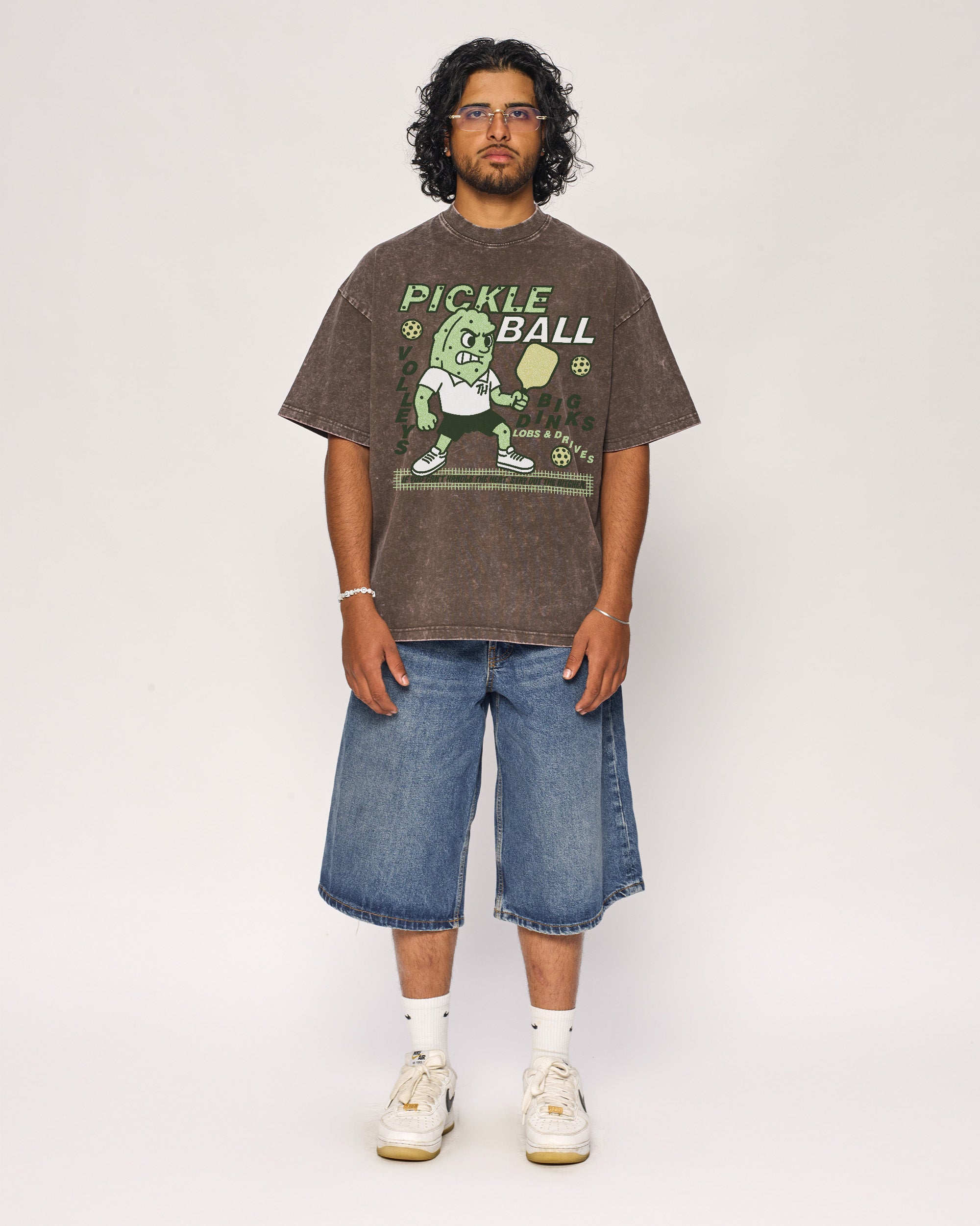 Pickleball Oversized Graphic Tee - Unisex 90s Boxy Fit 100% Combed Cotton