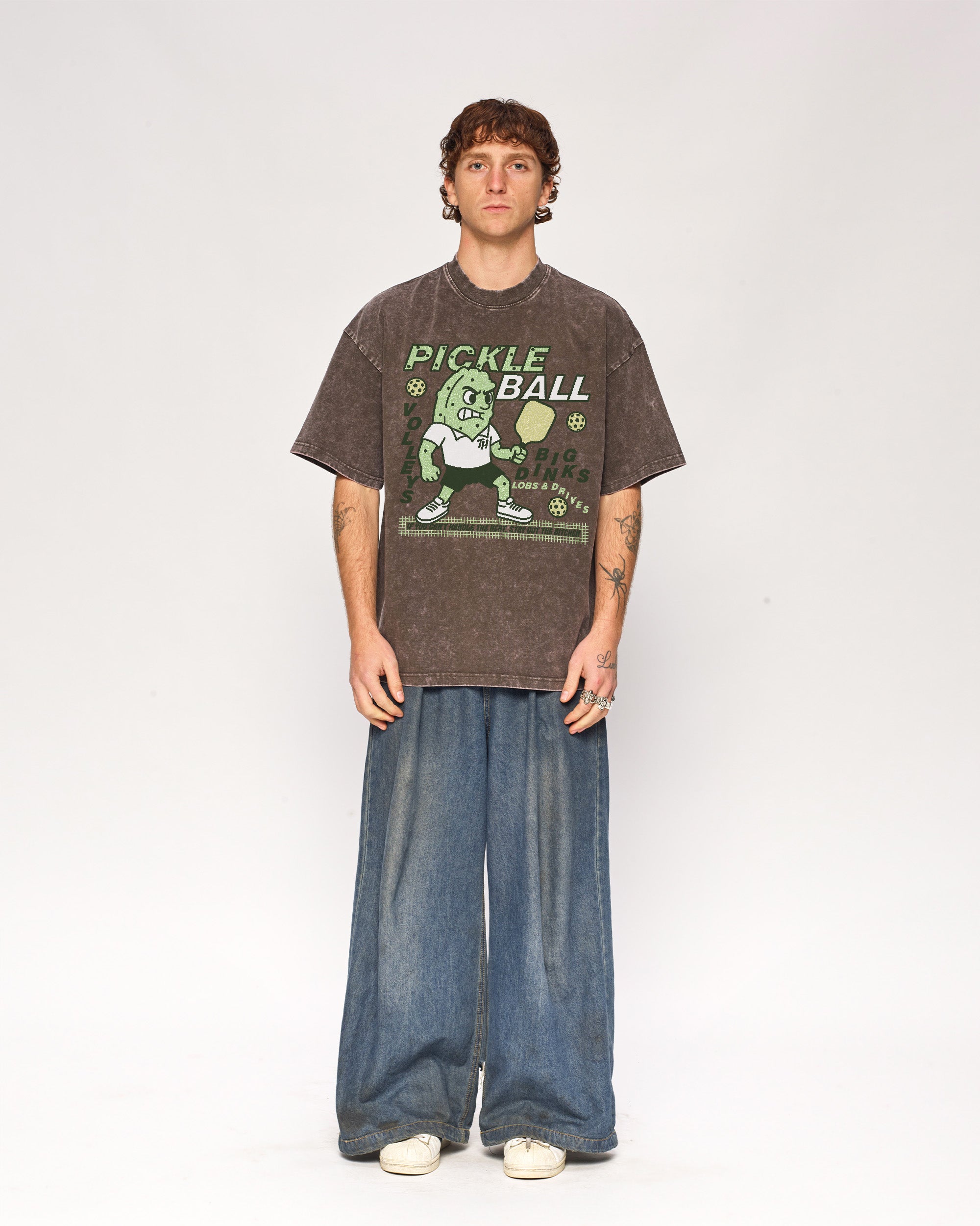 Pickleball Oversized Graphic Tee - Unisex 90s Boxy Fit 100% Combed Cotton